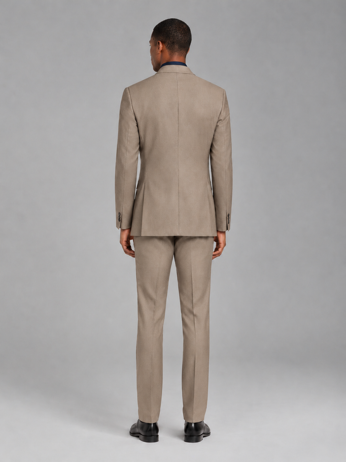 Savile Men's Taupe Contrast Shawl Lapel Tuxedo Suit – 3-Piece Wedding, Prom & Black-Tie Formal Set - Taupe - Taupe_3