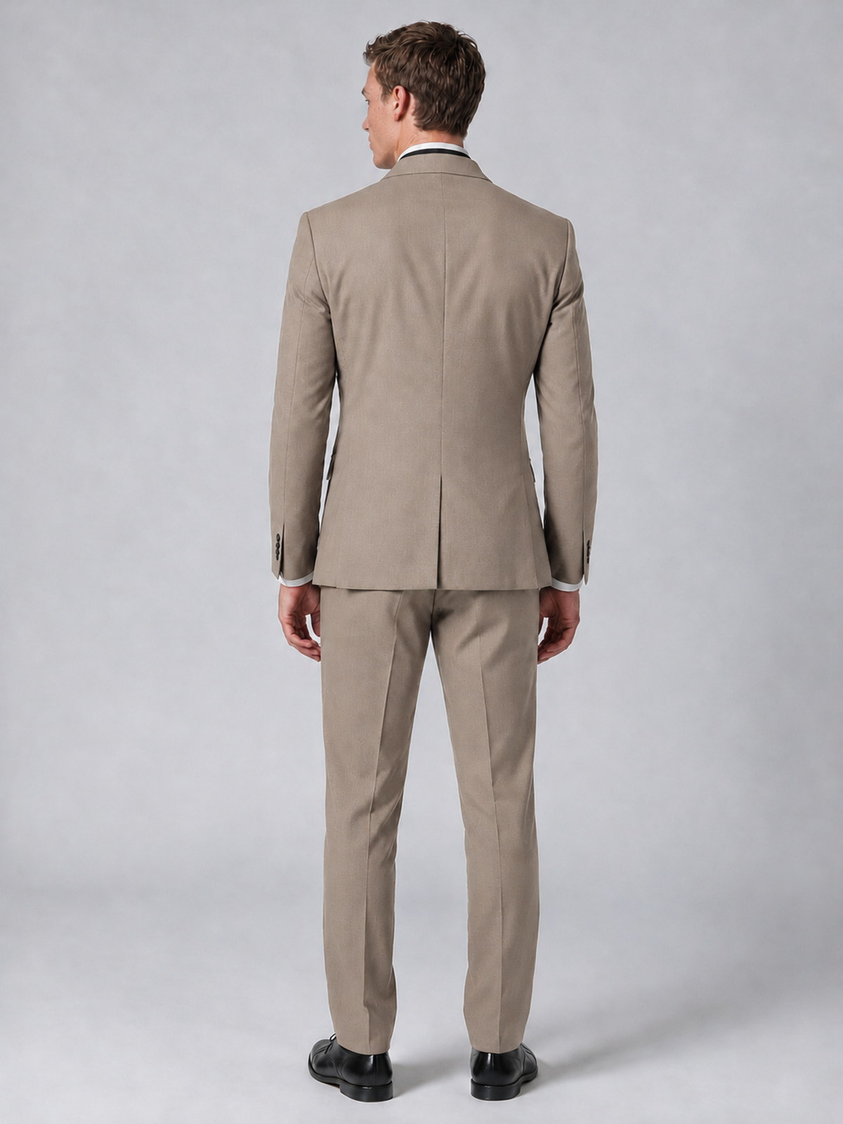 Savile Men's Taupe Wrap Shawl Lapel 2-Piece Suit Set – Modern Jacket & Trousers - Taupe - Taupe_3