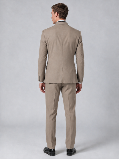 Savile Men's Taupe Wrap Shawl Lapel 2-Piece Suit Set – Modern Jacket & Trousers - Taupe - Taupe_3