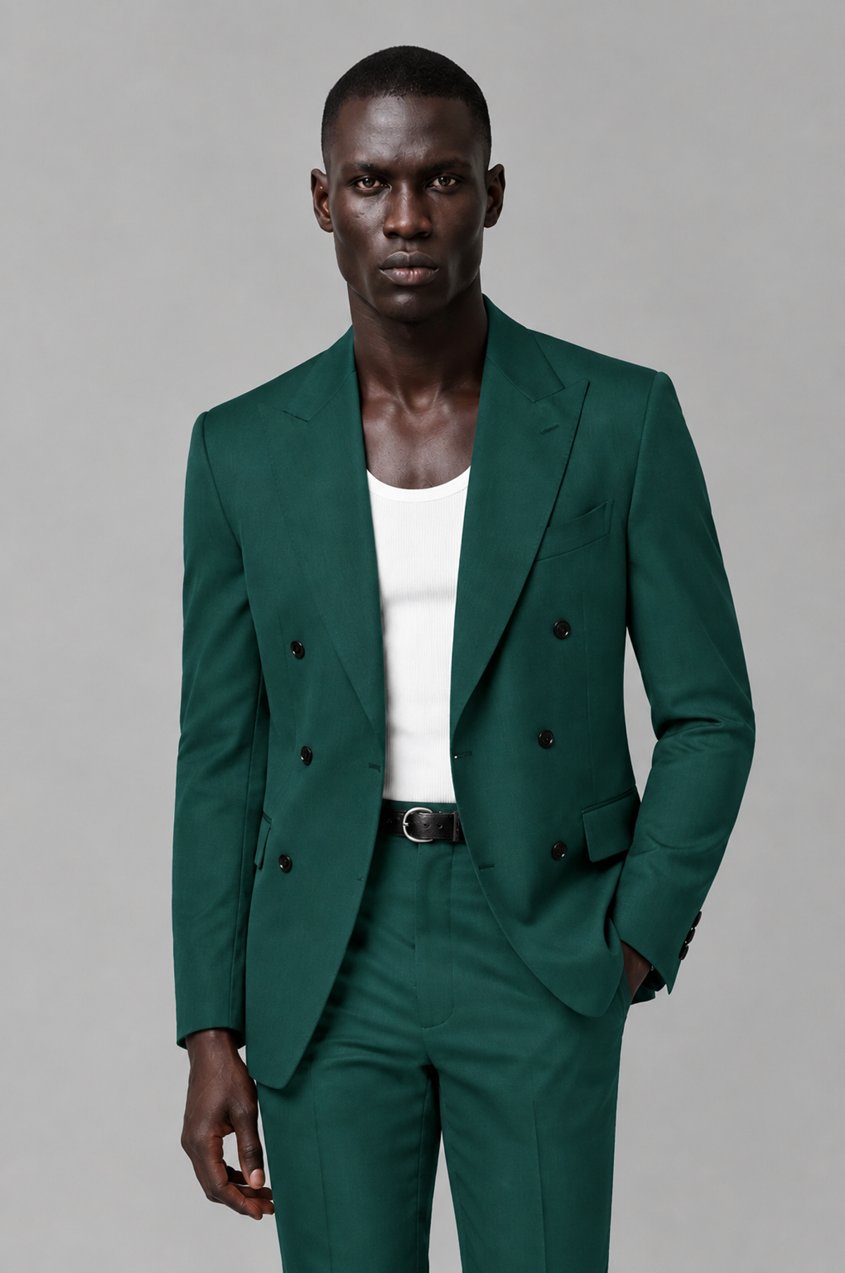 Savile Men's Teal Double Breasted Slim Fit 2-Piece Suit Set – Blazer & Trousers | Wedding Gala Formal - Teal - Teal_01