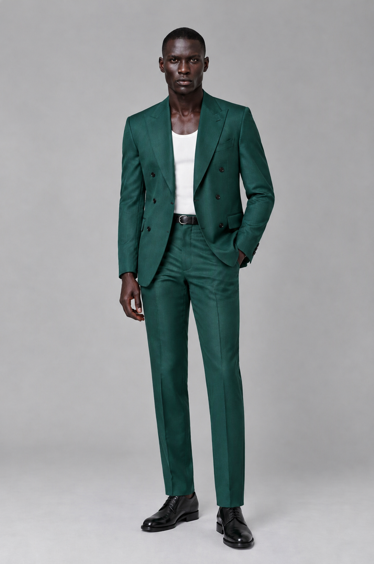 Savile Men's Teal Double Breasted Slim Fit 2-Piece Suit Set – Blazer & Trousers | Wedding Gala Formal - Teal - Teal_02