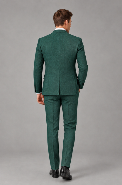 Savile Men's Grey Notch Lapel 3-Piece Suit Set | Jacket, Vest & Trousers - Teal - Teal