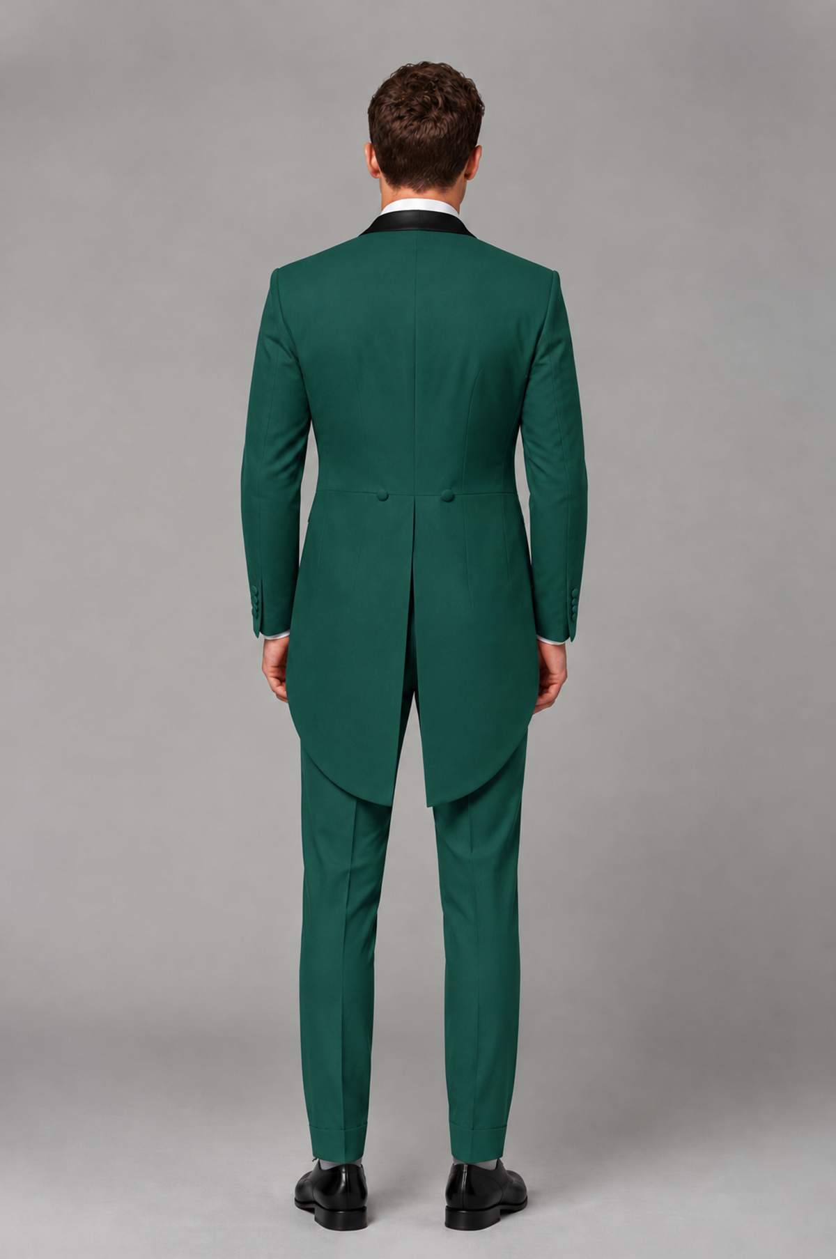 Savile Teal 3-Piece Tailcoat Tuxedo Suit with Black Peak Lapel - Teal - Teal_03
