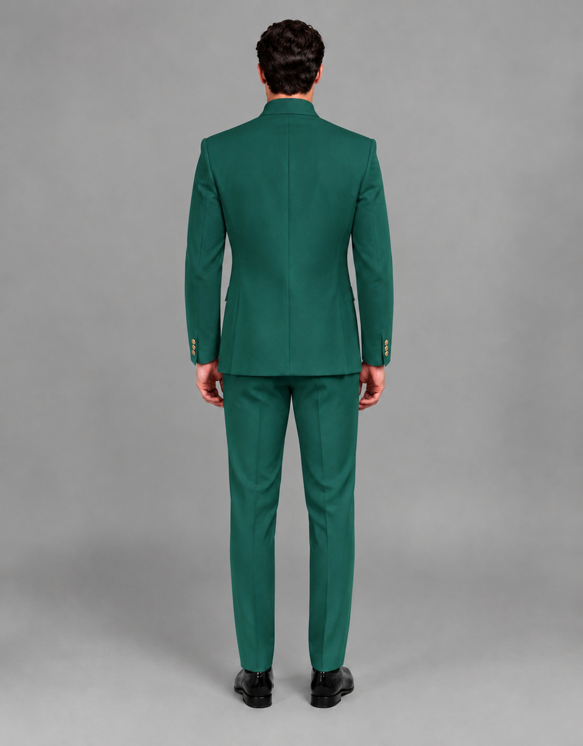BOLODOO Men's Teal Asymmetrical Mandarin Collar Tuxedo Suit – Modern 2-Piece Gold Button Wedding, Prom & Gala Set - Teal - Teal_03