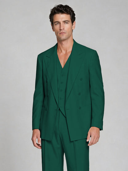 Men's Teal Double-Breasted 2-Piece Suit – Peak Lapel Wedding & Beach Formal Set with Vest - Teal