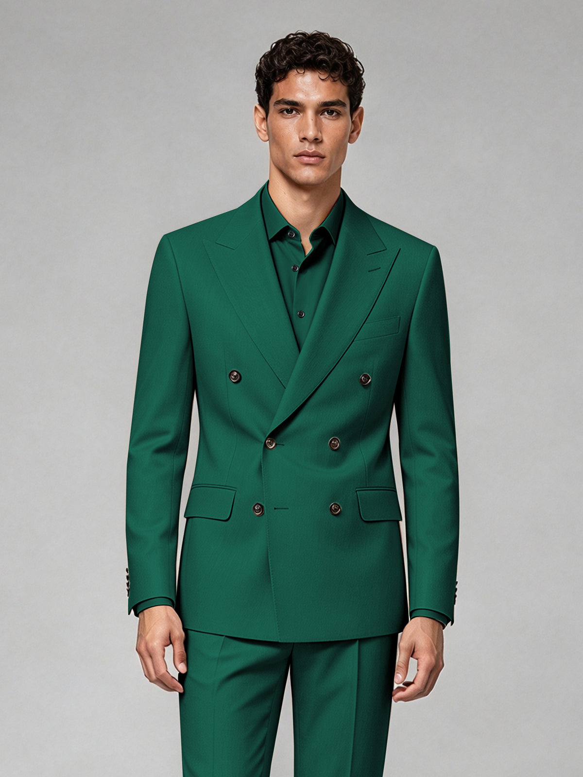 Savile Men's Teal Double-Breasted 2-Piece Suit Set – Blazer & Trousers - Teal