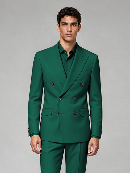 Savile Men's Teal Double-Breasted 2-Piece Suit Set – Blazer & Trousers - Teal