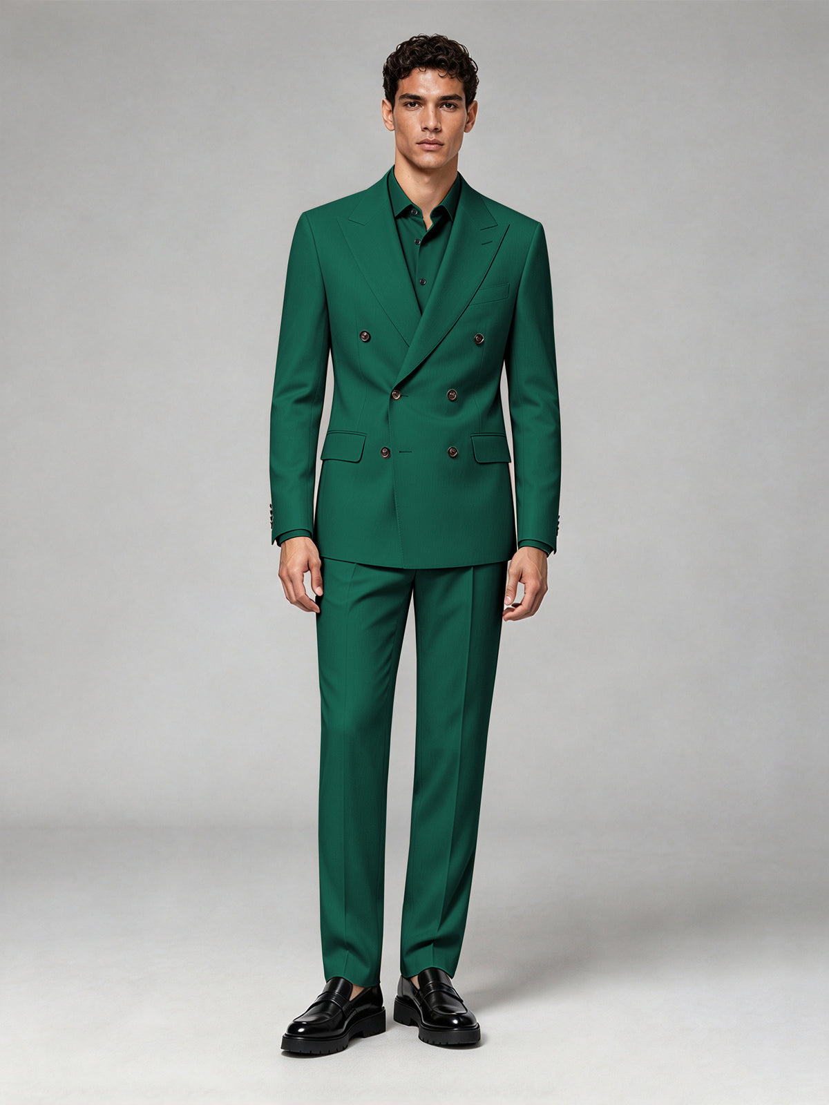 Savile Men's Teal Double-Breasted 2-Piece Suit Set – Blazer & Trousers - Teal