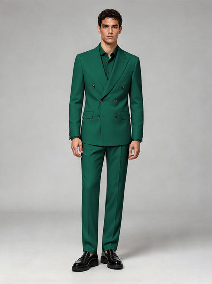 Savile Men's Teal Double-Breasted 2-Piece Suit Set – Blazer & Trousers - Teal