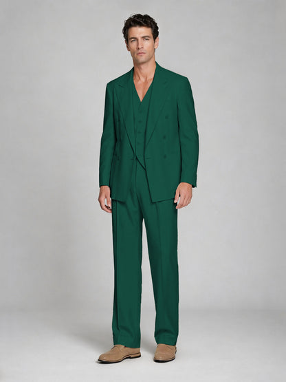 Men's Teal Double-Breasted 2-Piece Suit – Peak Lapel Wedding & Beach Formal Set with Vest - Teal