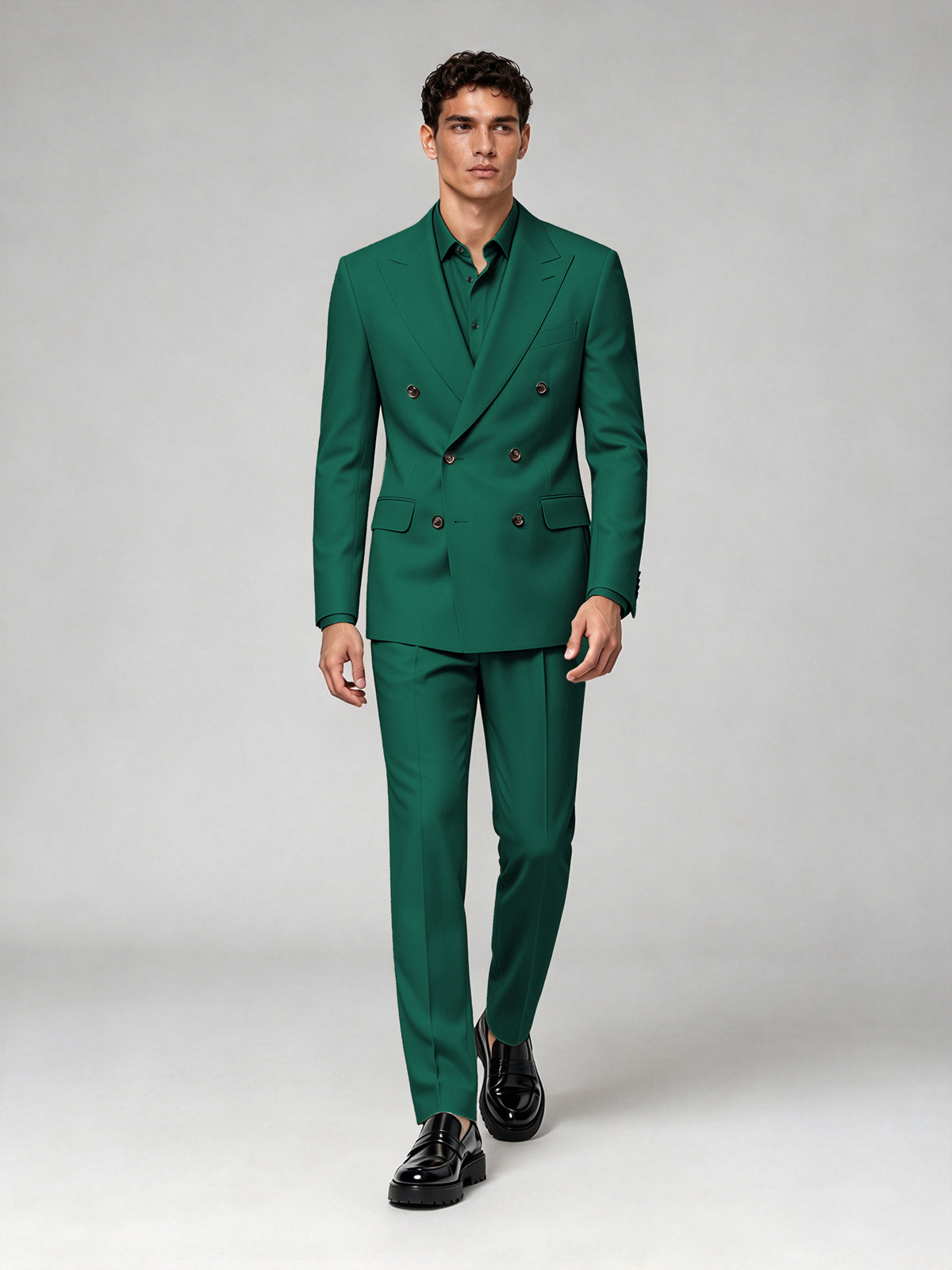 Savile Men's Teal Double-Breasted 2-Piece Suit Set – Blazer & Trousers - Teal