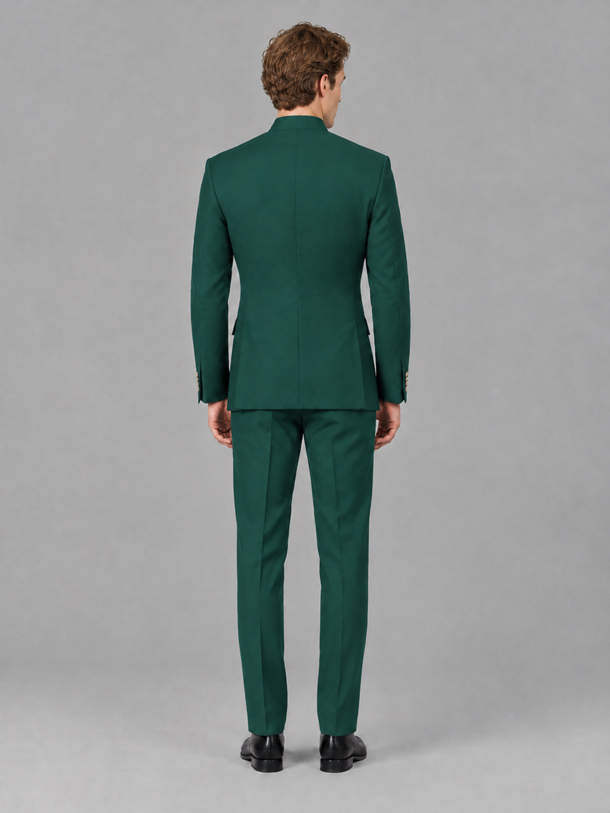 Savile Men's Teal Mandarin Collar Asymmetrical 2-Piece Suit Set – Modern Jacket & Trousers - Teal - Teal_3