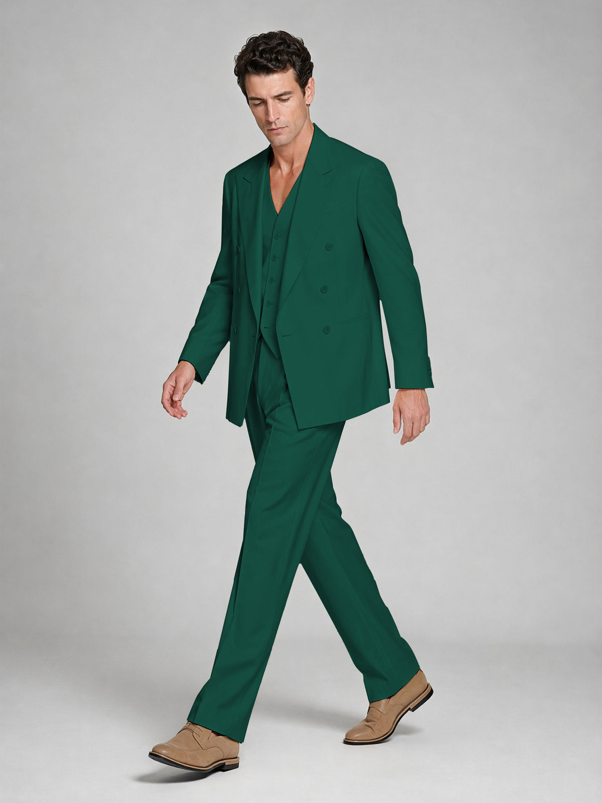 Men's Teal Double-Breasted 2-Piece Suit – Peak Lapel Wedding & Beach Formal Set with Vest - Teal