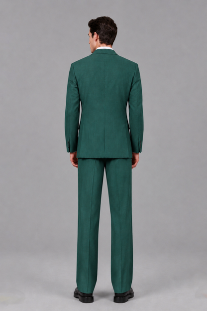 Savile Men's Teal Pleated 2-Piece Suit Set | Notch Lapel Blazer & Tailored Trousers - Teal - Teal_3