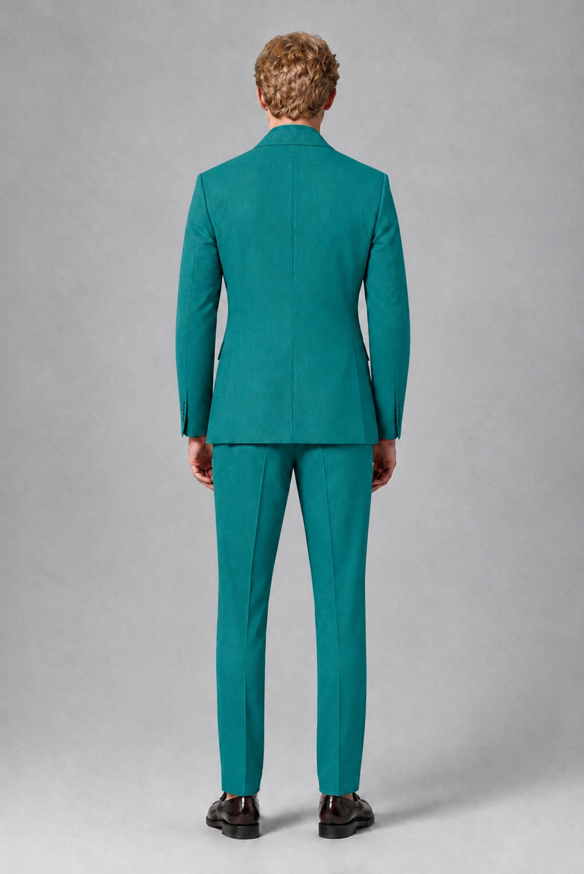 Savile Men's Teal Double-Breasted Two-Piece Suit - Teal