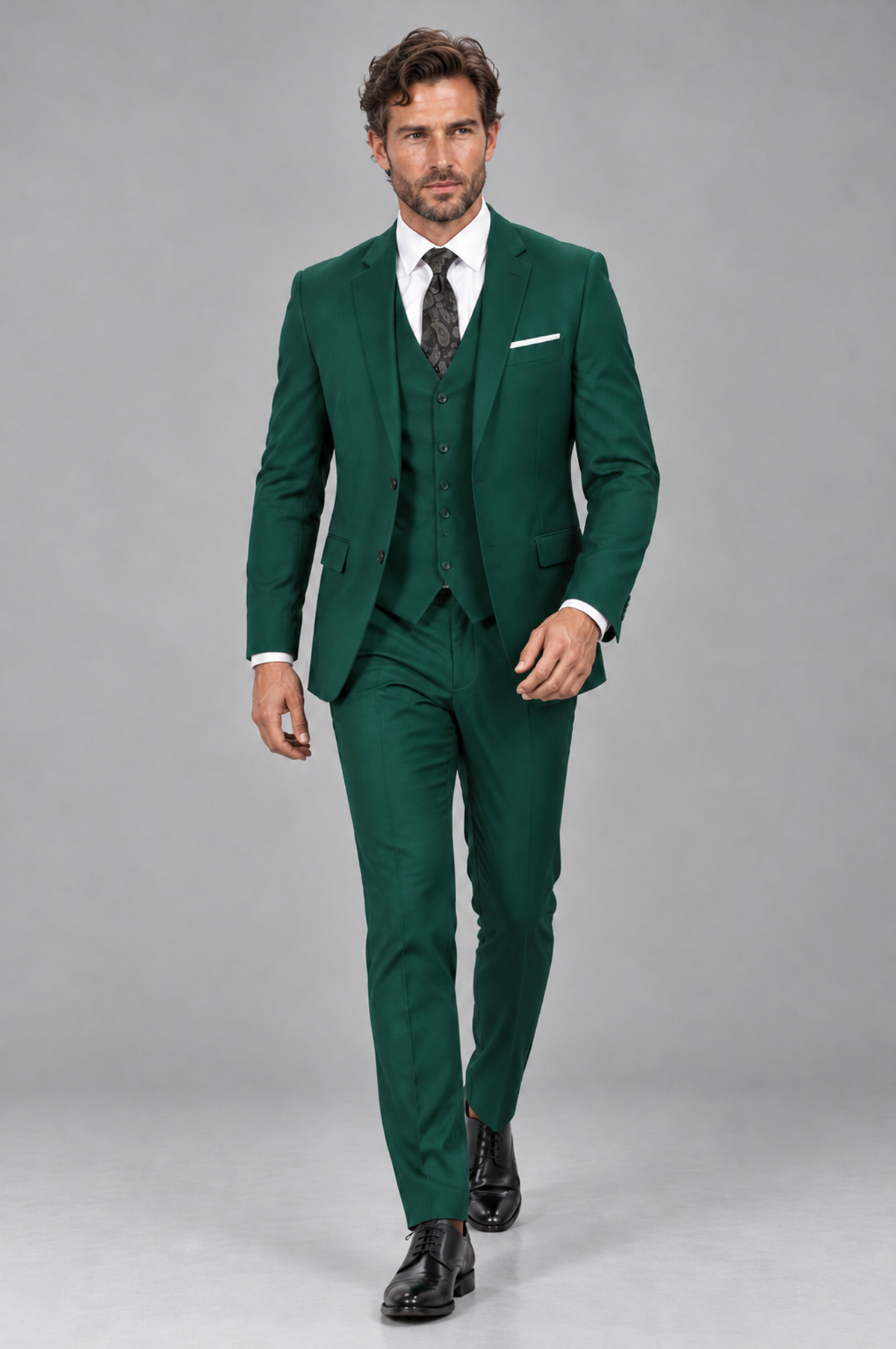 Savile Men's Teal 3-Piece Suit Set – Notch Lapel Blazer, Vest & Trousers - Teal - Teal_4