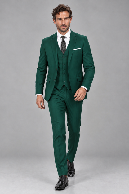 Savile Men's Teal 3-Piece Suit Set – Notch Lapel Blazer, Vest & Trousers - Teal - Teal_4