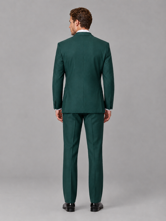 Savile Men's Teal Peak Lapel 3-Piece Tuxedo Suit | Jacket, Vest & Trousers - Teal
