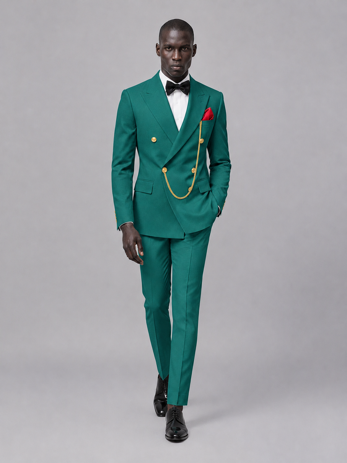 Men's Teal Double-Breasted 2-Piece Suit Set – Jacket & Trousers | Teal Chain - Teal