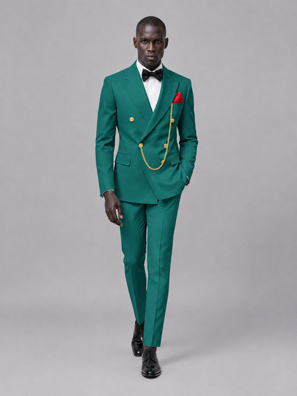 Men's Teal Double-Breasted 2-Piece Suit Set – Jacket & Trousers | Teal Chain - Teal
