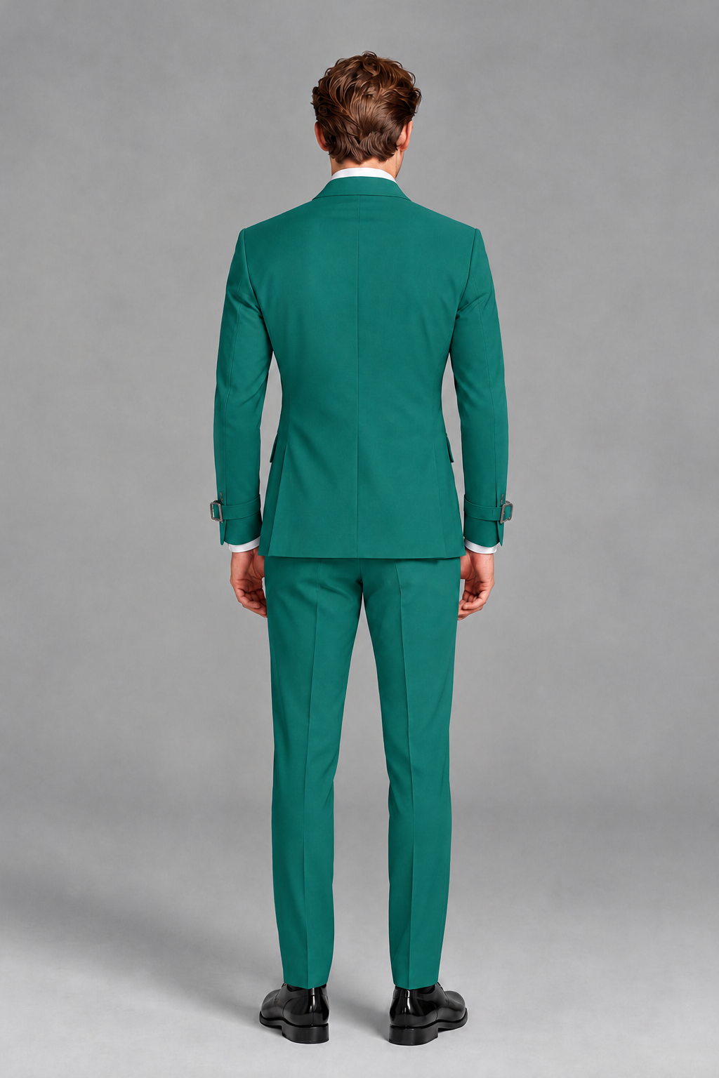 Savile Men's Teal Buckle-Closure 2-Piece Suit Set | Peak Lapel Blazer & Trousers - Teal