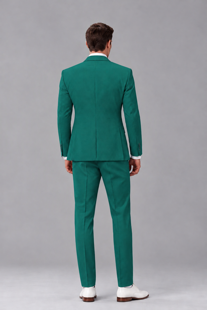 Savile Teal 3-Piece Suit with Notch Lapel & Chain Vest - Teal
