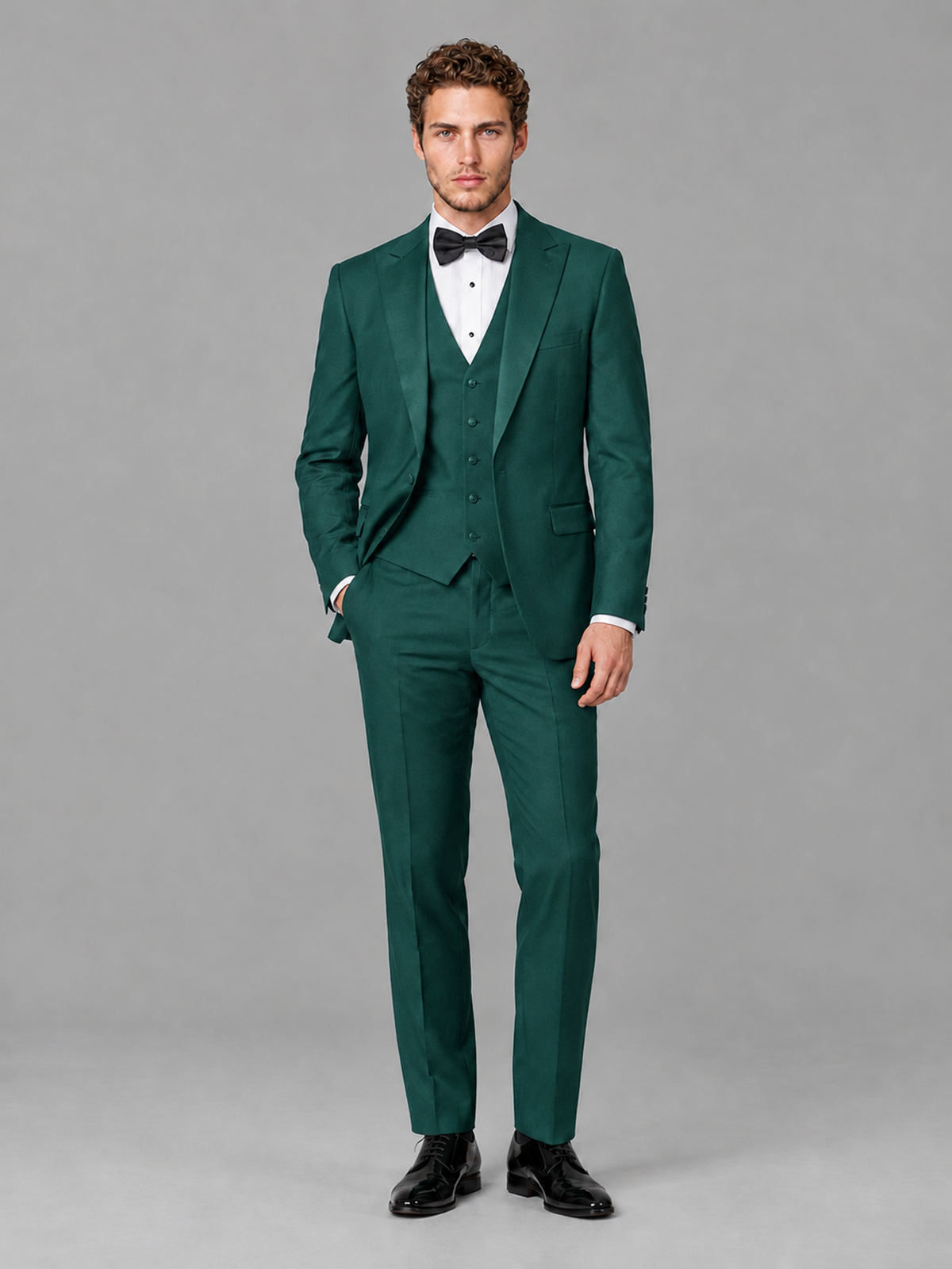 Savile Men's Teal Peak Lapel 3-Piece Tuxedo Suit | Jacket, Vest & Trousers - Teal