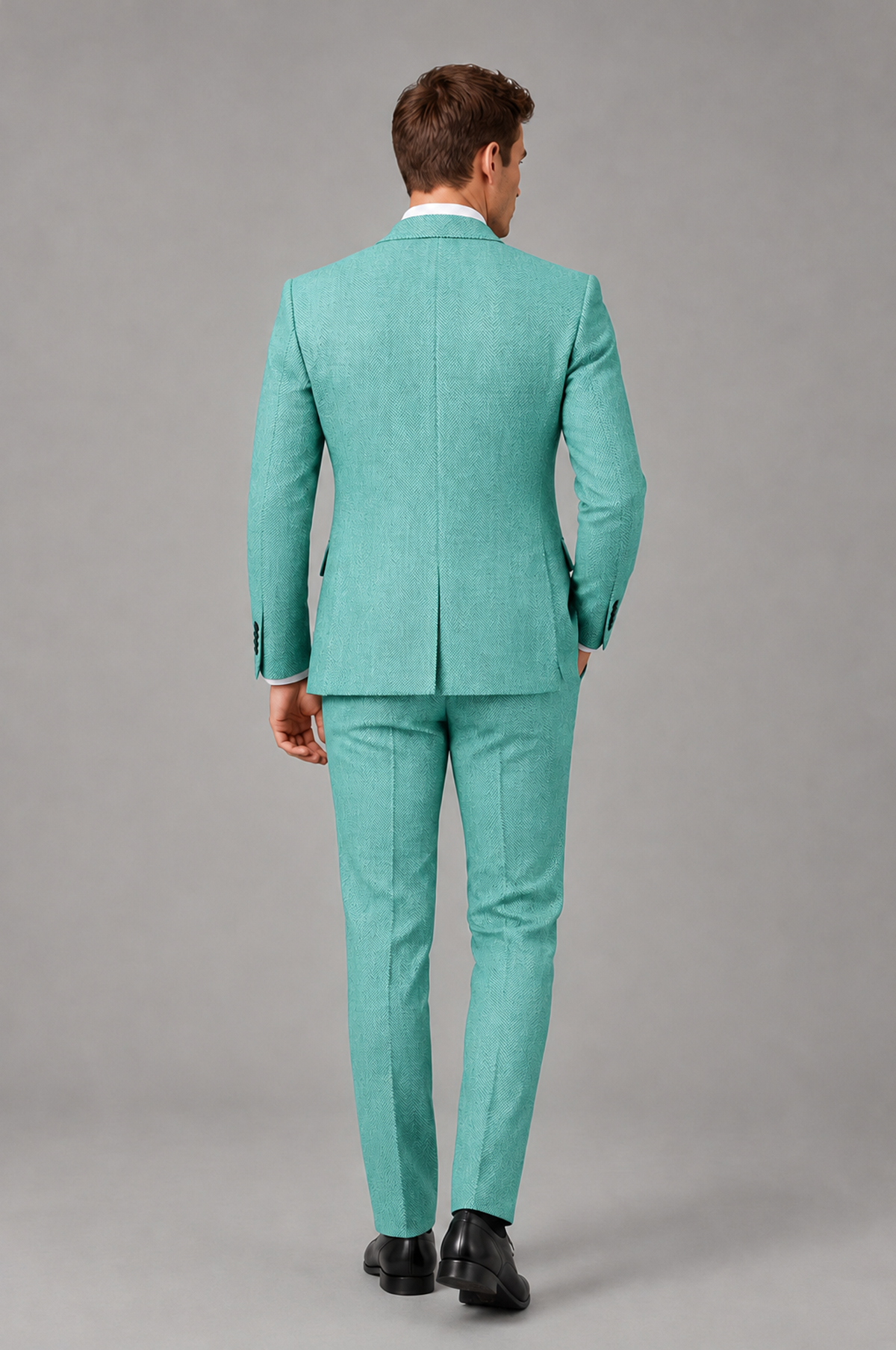 Savile Men's Grey Notch Lapel 3-Piece Suit Set | Jacket, Vest & Trousers - Turquoise - Turquoise