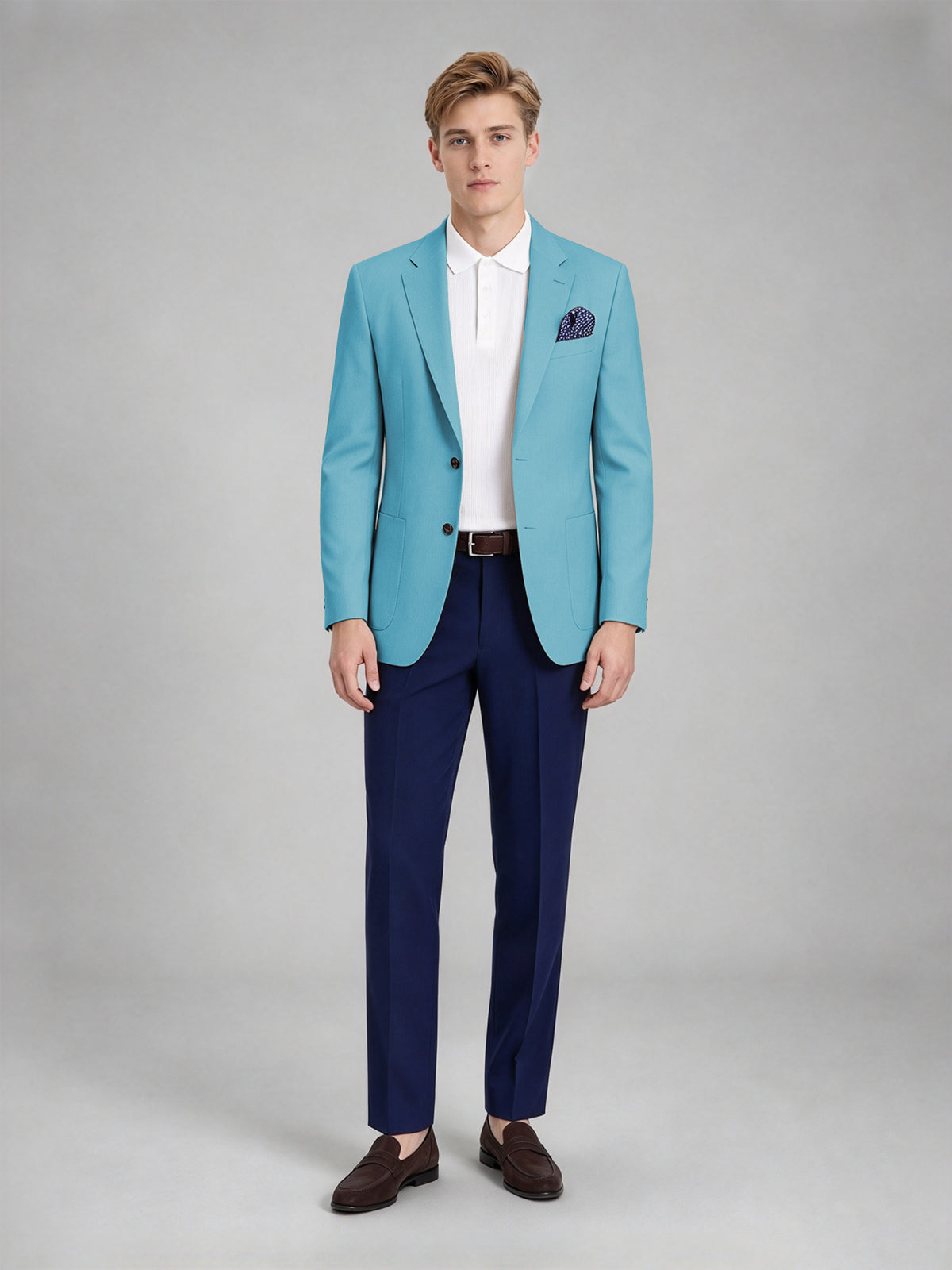 Savile Men's Slim-Fit Blazer – Notch Lapel Sport Coat | Turquoise - Turquoise