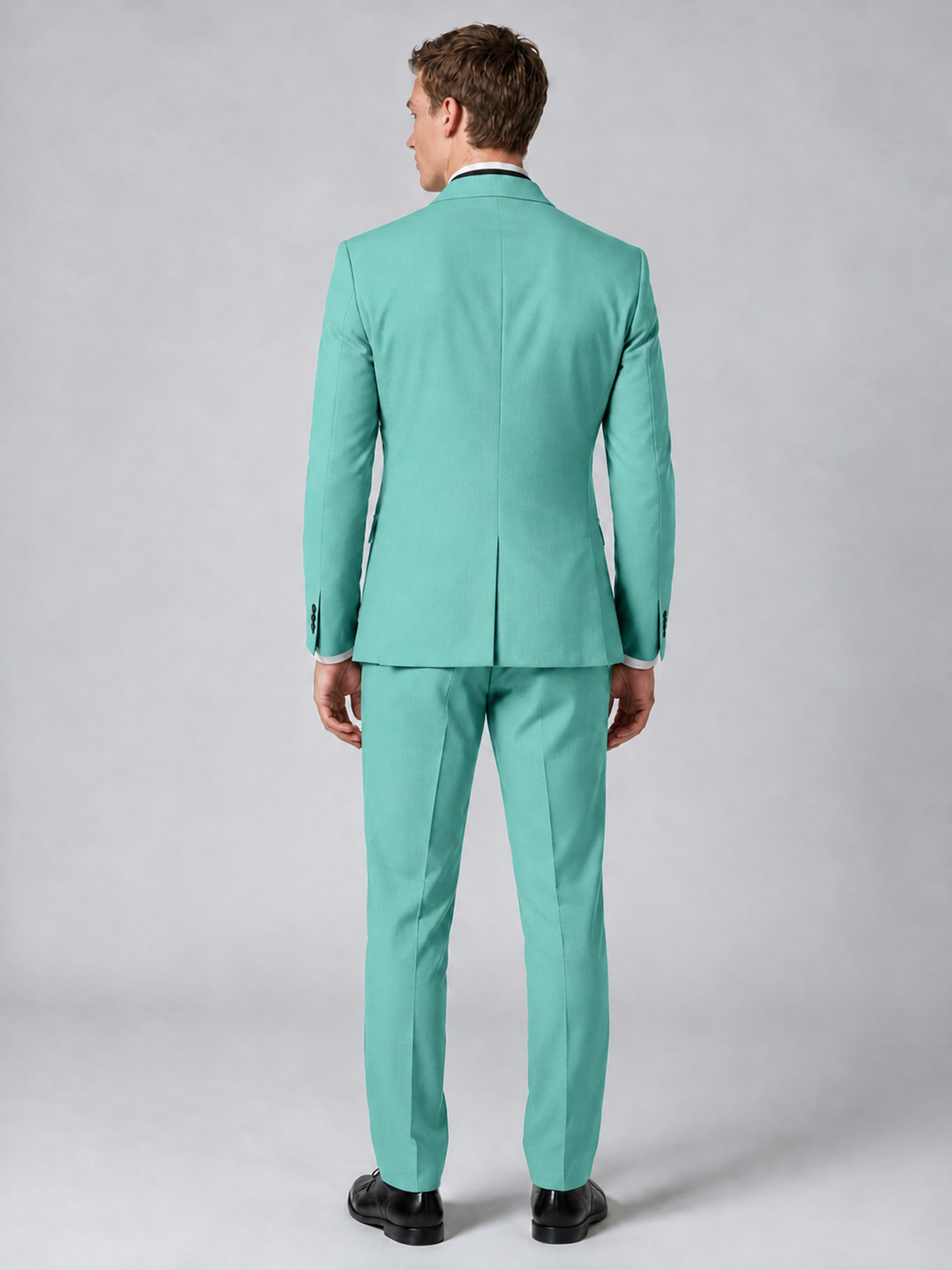 Savile Men's Turquoise Wrap Shawl Lapel 2-Piece Suit Set – Modern Jacket & Trousers - Turquoise - Turquoise_3