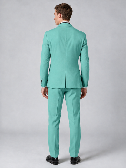 Savile Men's Turquoise Wrap Shawl Lapel 2-Piece Suit Set – Modern Jacket & Trousers - Turquoise - Turquoise_3
