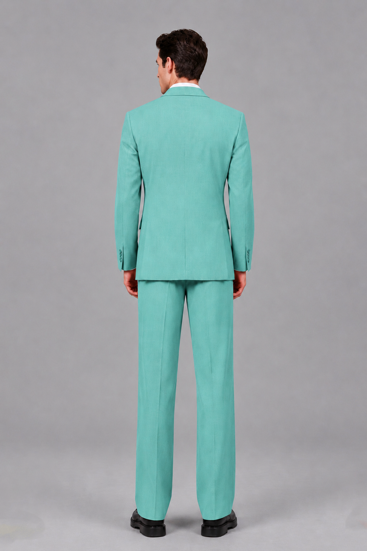 Savile Men's Turquoise Pleated 2-Piece Suit Set | Notch Lapel Blazer & Tailored Trousers - Turquoise - Turquoise_3