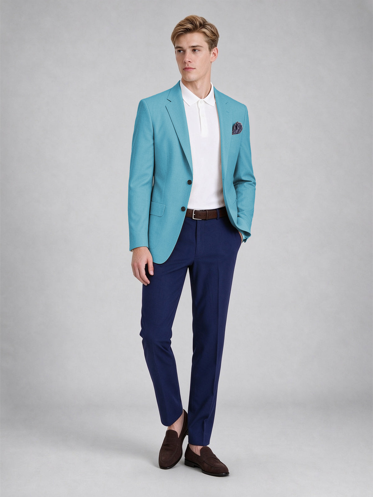 Savile Men's Slim-Fit Blazer – Notch Lapel Sport Coat | Turquoise - Turquoise