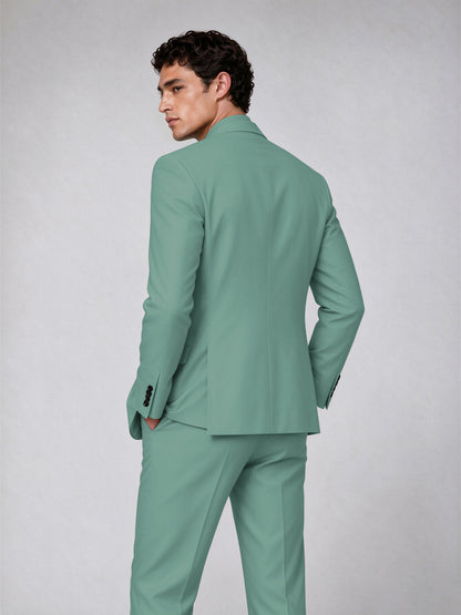 Savile Men's Turquoise Double-Breasted 2-Piece Suit Set – Blazer & Trousers - Turquoise