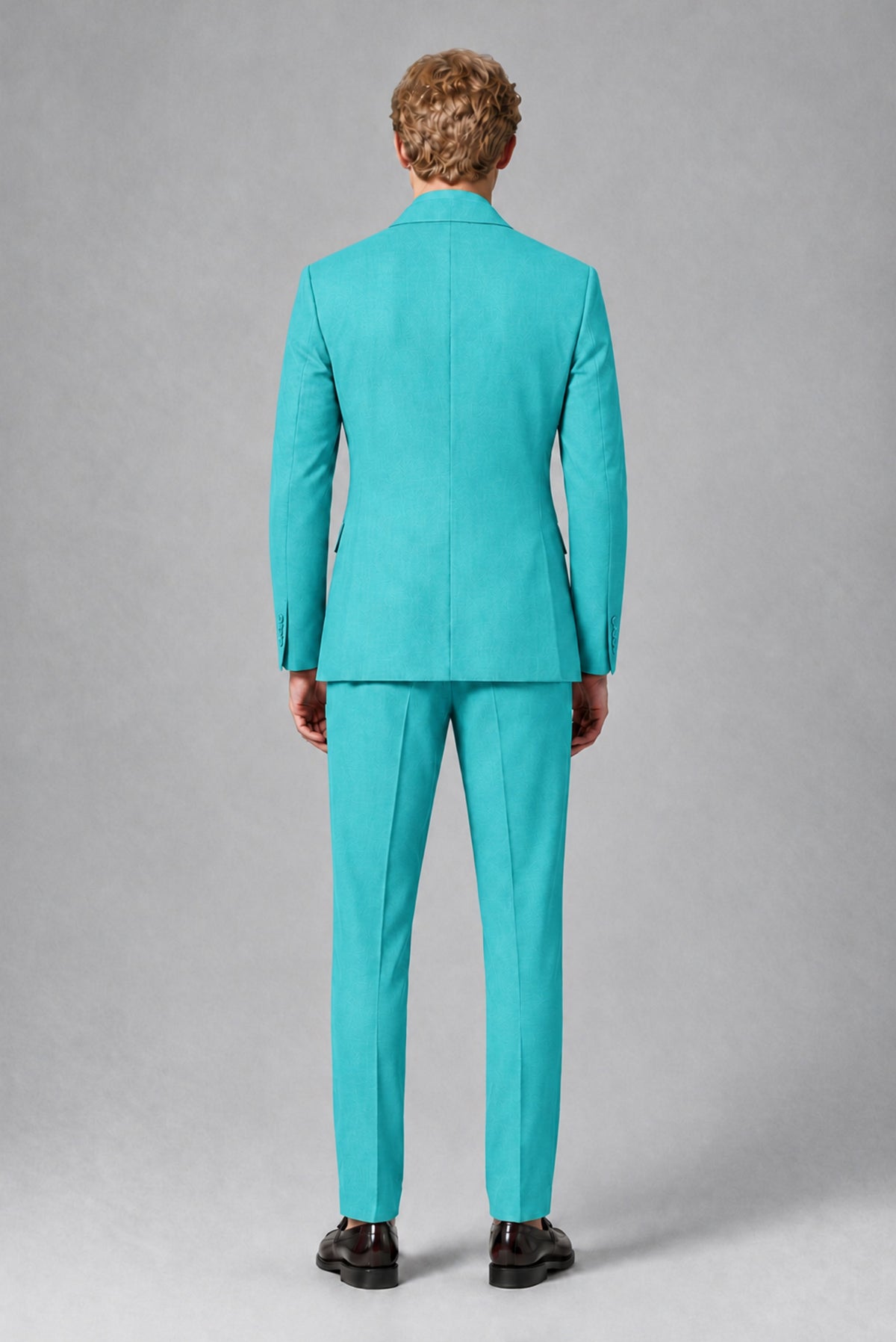 Savile Men's Turquoise Double-Breasted Two-Piece Suit - Turquoise