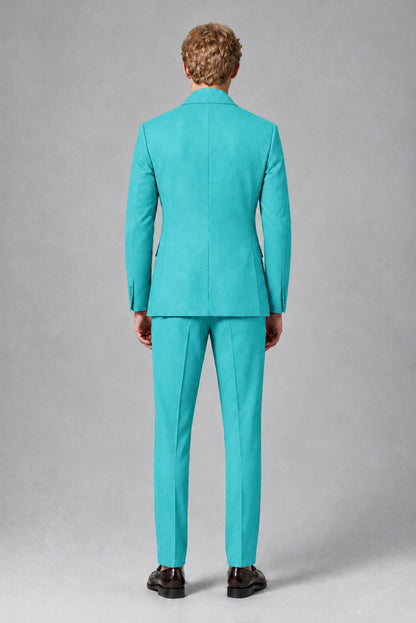 Savile Men's Turquoise Double-Breasted Two-Piece Suit - Turquoise
