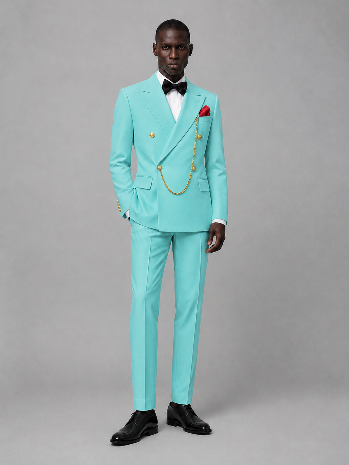Men's Turquoise Double-Breasted 2-Piece Suit Set – Jacket & Trousers | Turquoise Chain - Turquoise