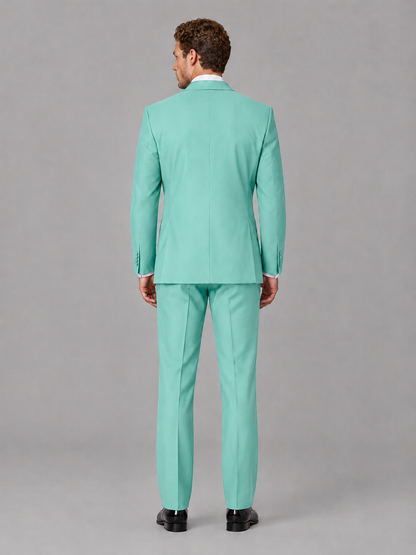 Savile Men's Turquoise Peak Lapel 3-Piece Tuxedo Suit | Jacket, Vest & Trousers - Turquoise