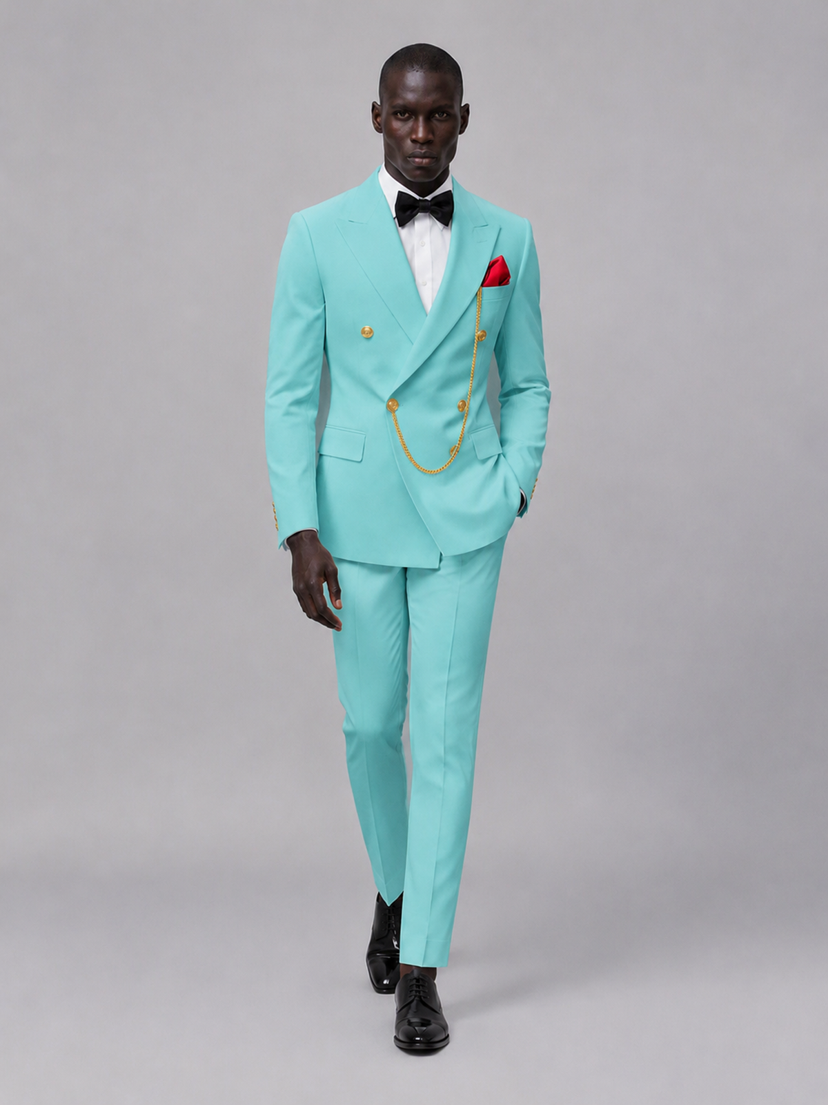Men's Turquoise Double-Breasted 2-Piece Suit Set – Jacket & Trousers | Turquoise Chain - Turquoise