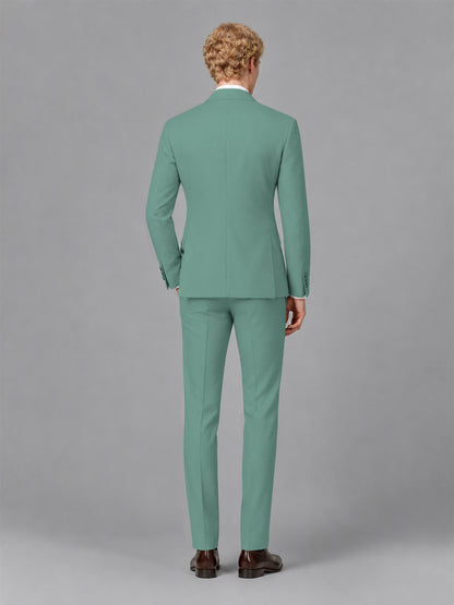 Men's Turquoise Single-Button Turquoise Satin Shawl Lapel Tuxedo Suit Set | Blazer & Trousers - Turquoise