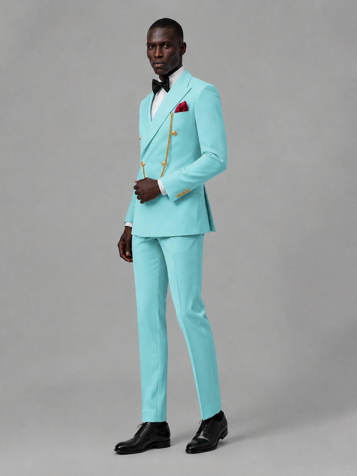 Men's Turquoise Double-Breasted 2-Piece Suit Set – Jacket & Trousers | Turquoise Chain - Turquoise