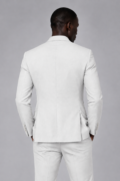 Savile Men's White Double Breasted Slim Fit 2-Piece Suit Set – Blazer & Trousers | Wedding Gala Formal - White - White_03
