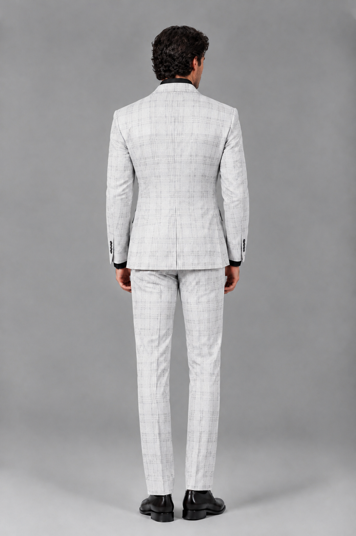 Savile Men's Rust Plaid 2-Piece Double-Breasted Suit – Peak Lapel Slim-Fit Jacket & Trousers Set - White - White