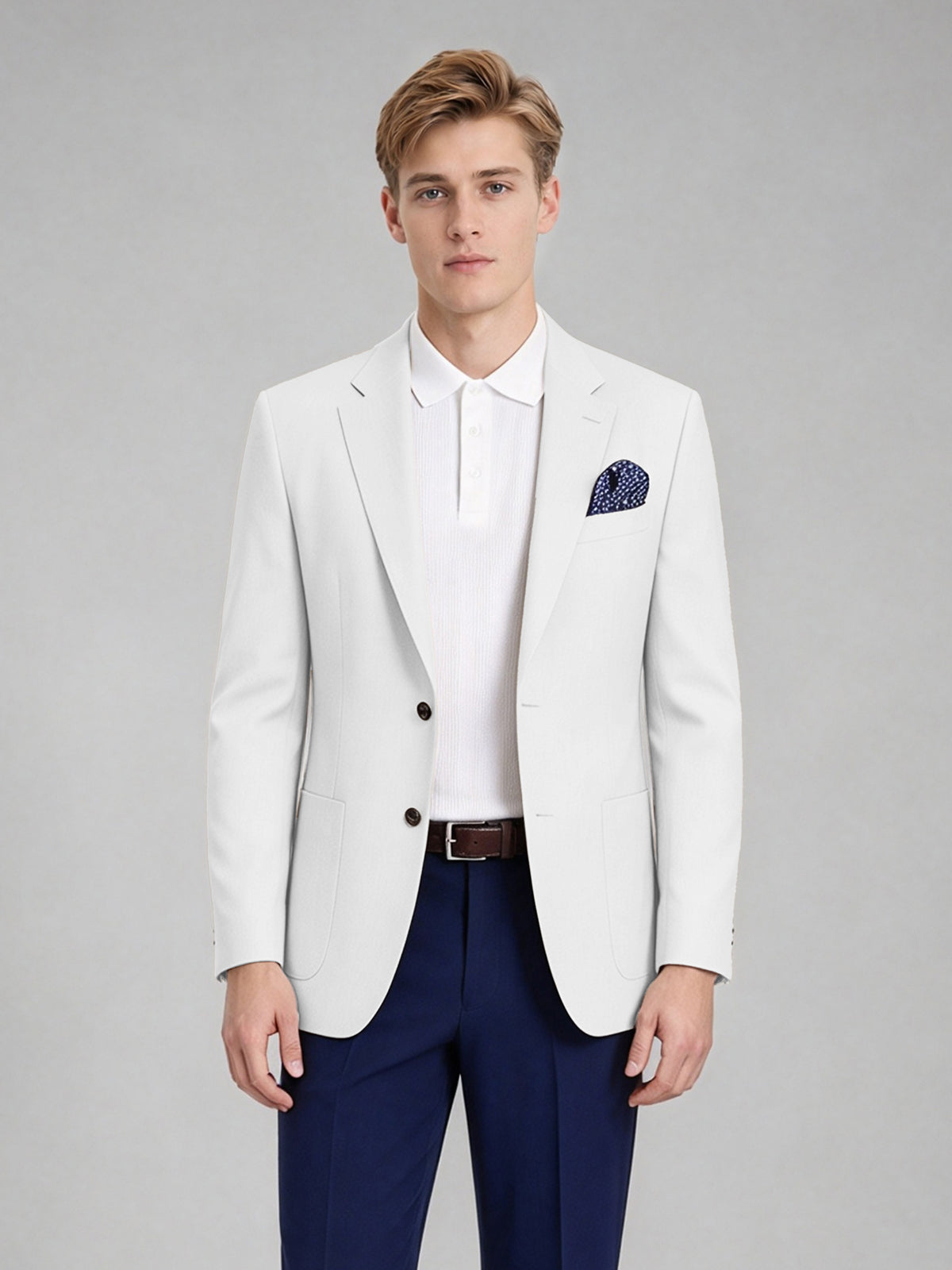Savile Men's Slim-Fit Blazer – Notch Lapel Sport Coat | White - White