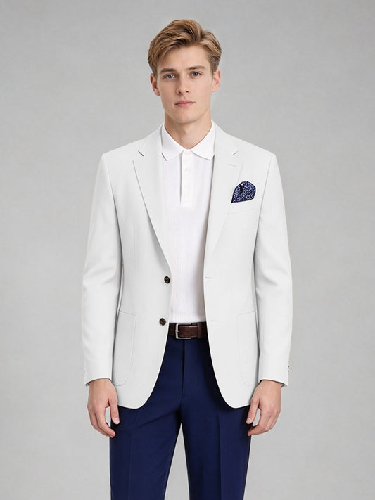 Savile Men's Slim-Fit Blazer – Notch Lapel Sport Coat | White - White