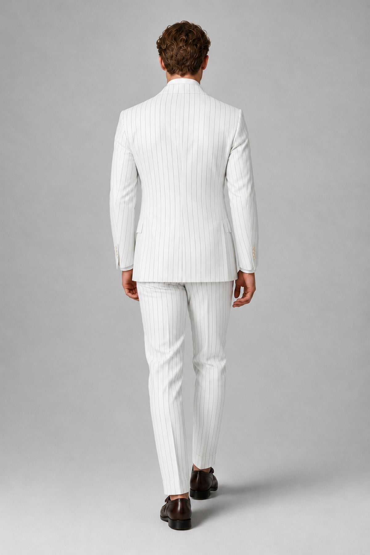 Savile Men's White Pinstripe Double-Breasted 2-Piece Suit – Jacket & Trousers | QX0102 - White