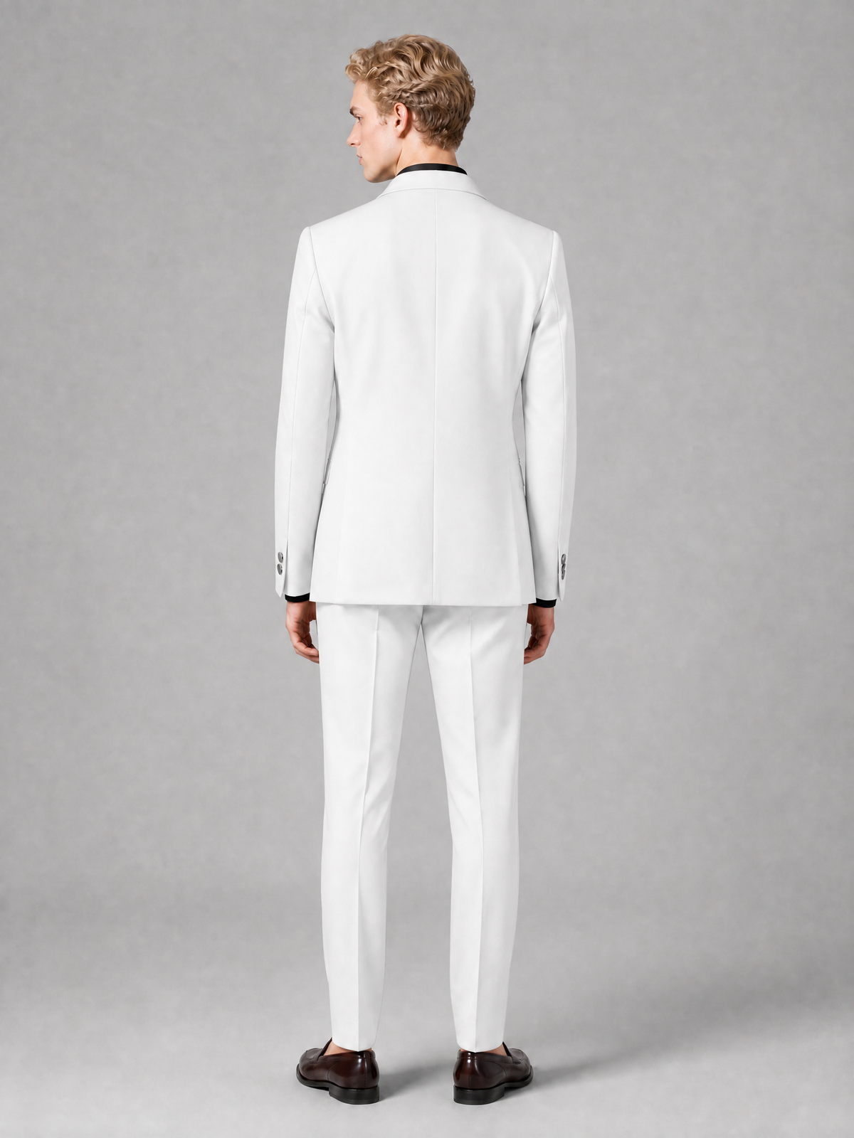 Men's Light White Double-Breasted Slim Fit 2-Piece Suit – Peak Lapel Wedding & Business Formal Set - White - White_3
