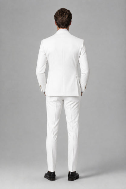 Savile Men's Dusty White 3-Piece Suit – Jacket, Vest & Trousers | QX0113 - White