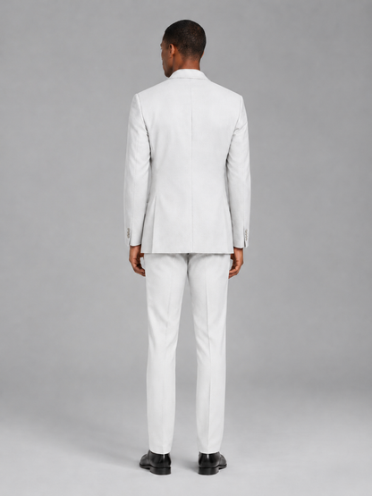 Savile Men's White Contrast Shawl Lapel Tuxedo Suit – 3-Piece Wedding, Prom & Black-Tie Formal Set - White - White_3