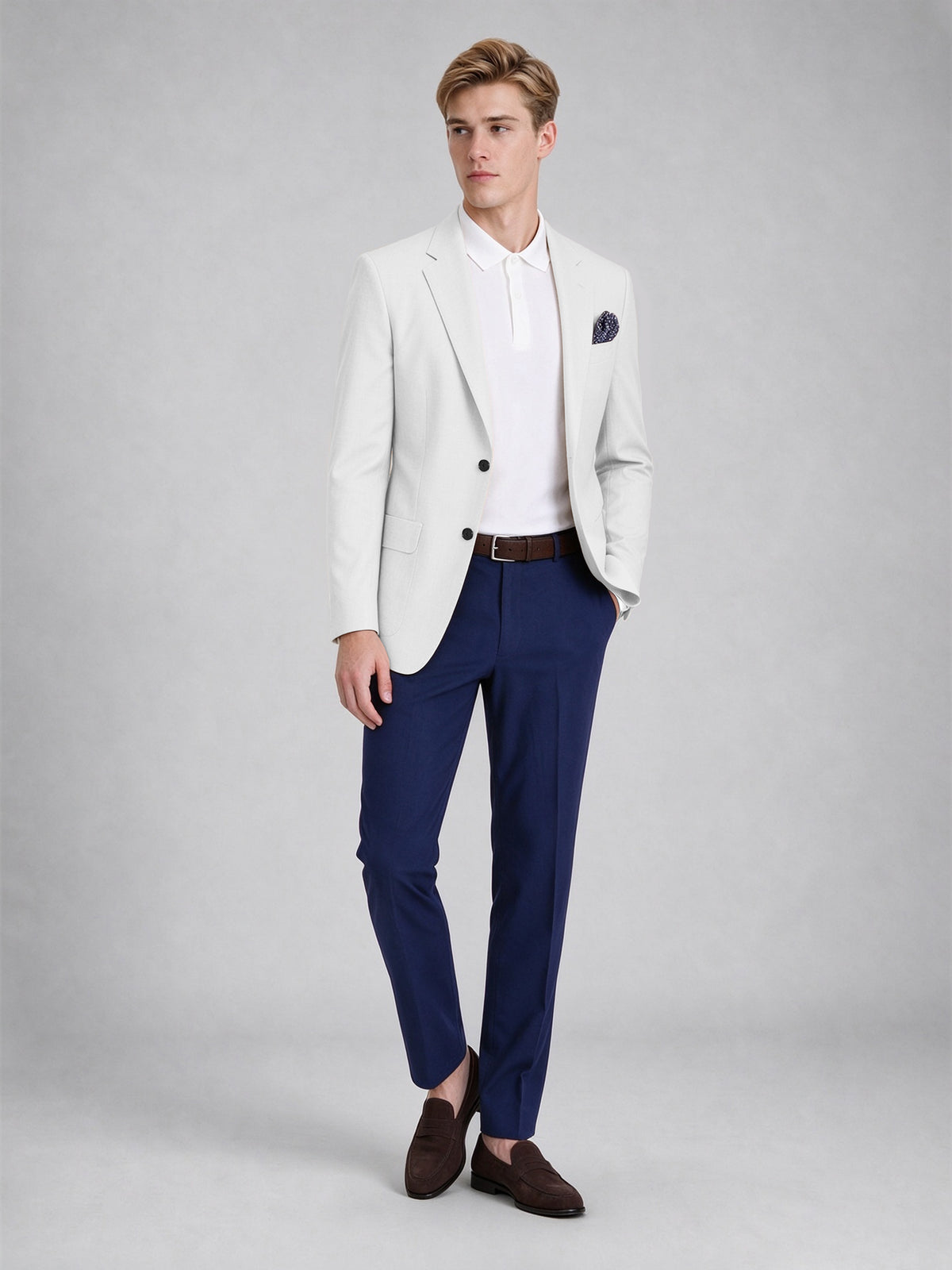 Savile Men's Slim-Fit Blazer – Notch Lapel Sport Coat | White - White